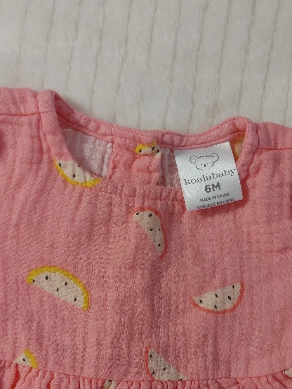 Koala Kids Pink Ruffle Dress & Bloomers Set with Lemon Print